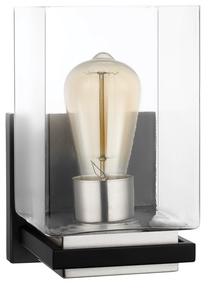 Crossroads 1-Light Vanity, Matte Black With Clear Glass