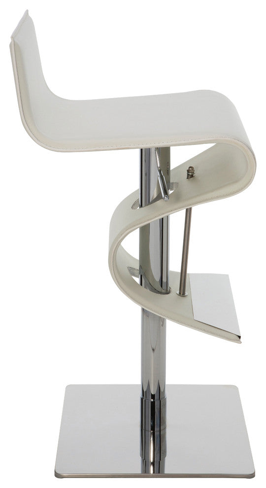Portland Adjustable Bar Stool, Modern Contemporary Counter Stool Leather, White