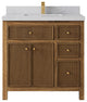 Sonoma Teak 36 Center Sink Bath Vanity in Dark Natural with 2" Carrara Quartz