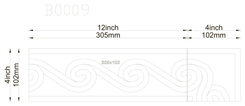 Marble Mosaic Border Listello Insert Tile Surf Emperador 4x12 Tumbled, 1 piece