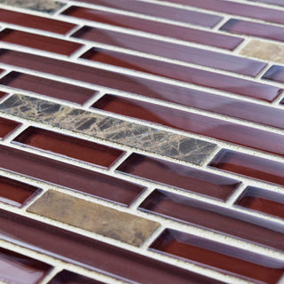 Tessera Piano Bordeaux Glass Wall Tile