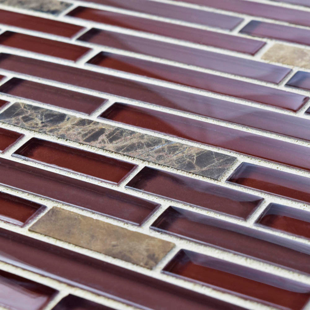 Tessera Piano Bordeaux Glass Wall Tile