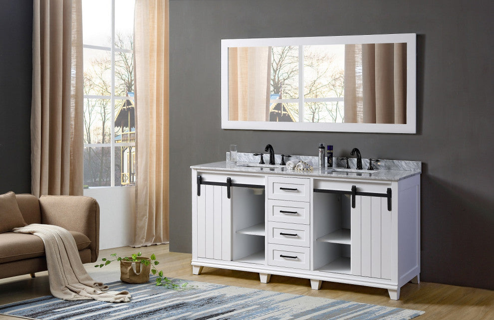 72" Ultimate Chanceton Bath Vanity, White and Mirror
