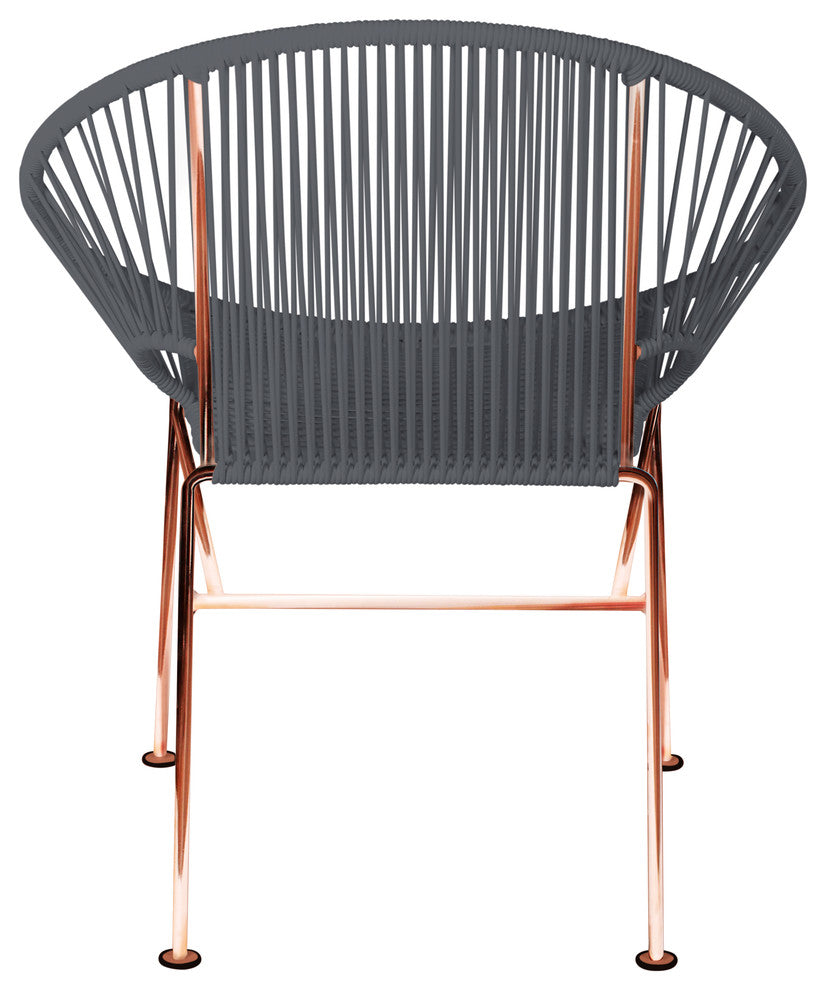 Concha Indoor/Outdoor Handmade Dining Chair, Gray Weave, Copper Frame