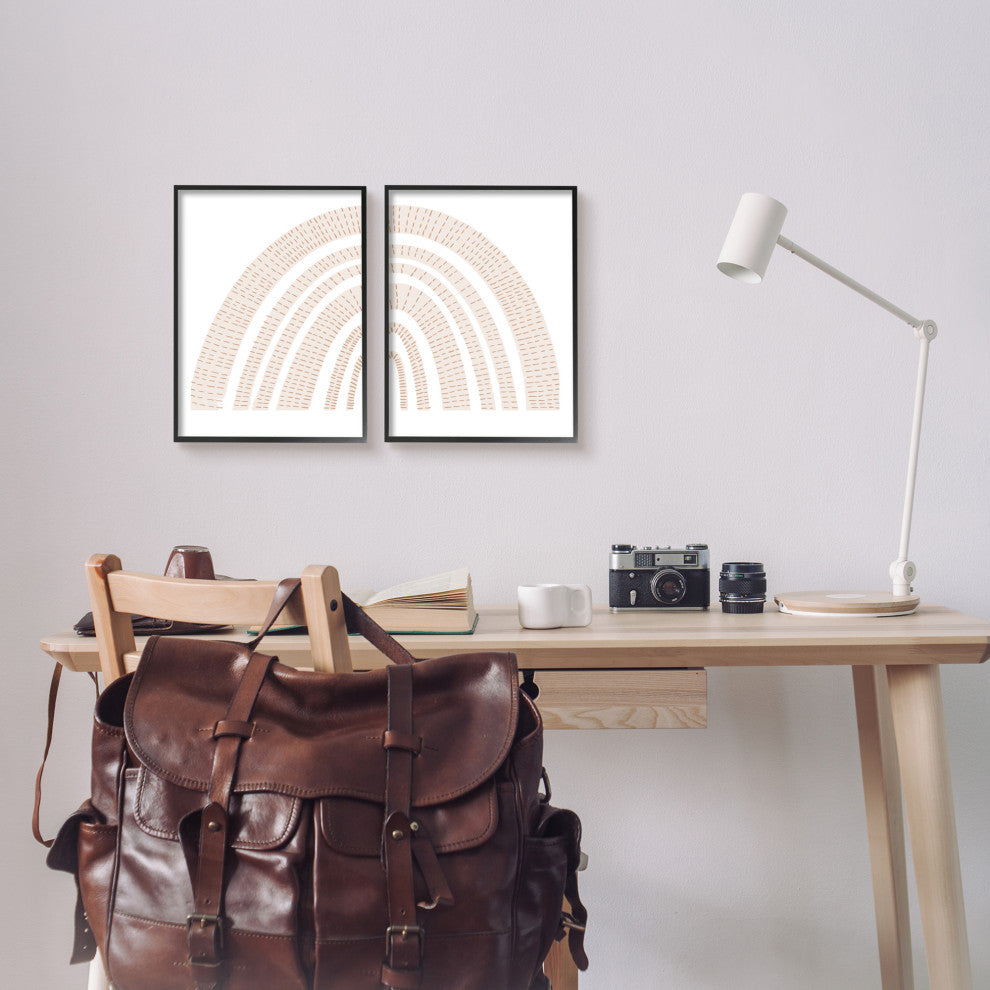 Abstract Brown Earth Tone Rainbow Stripe Pattern Arches,11 x 14