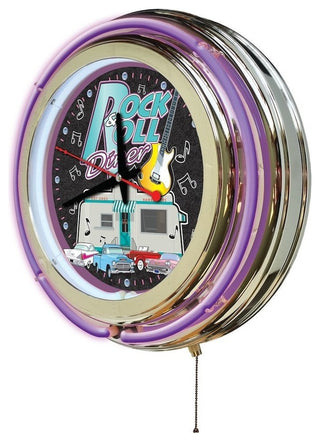 Rock & Roll Diner Neon Clock
