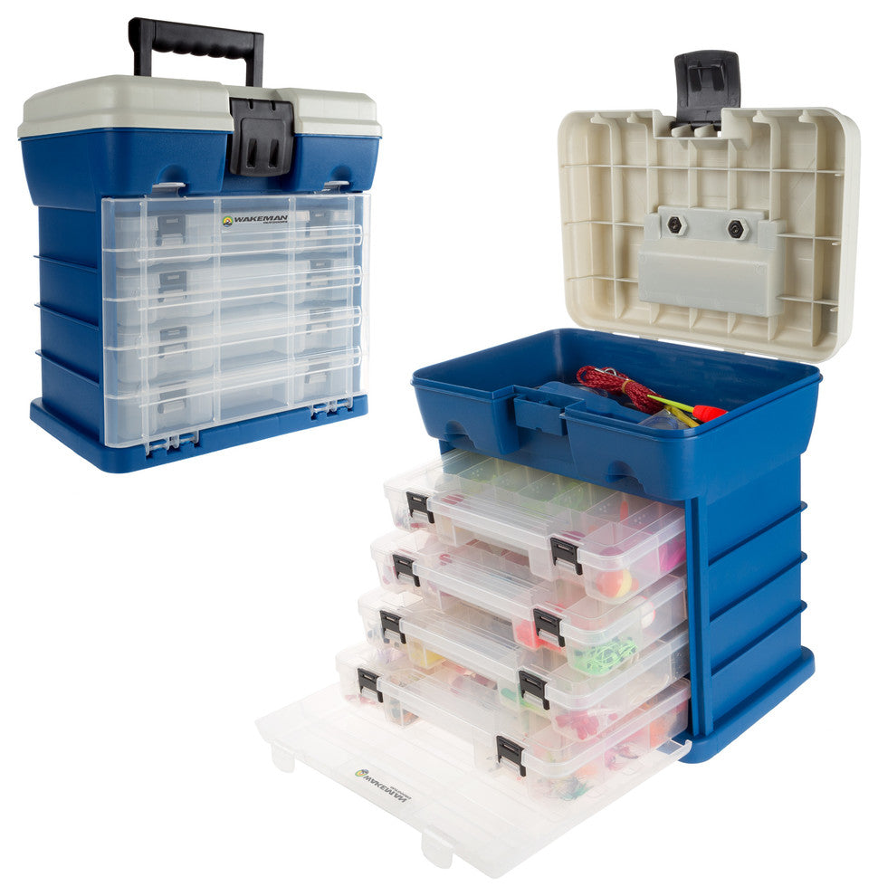 Storage Tool Box-Durable Organizer Utility Box-4 Drawers by Wakeman, Dark Blue
