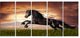 Black Friesian Horse Gallop, Abstract Canvas Art Print, 60"x28", 5 Panels