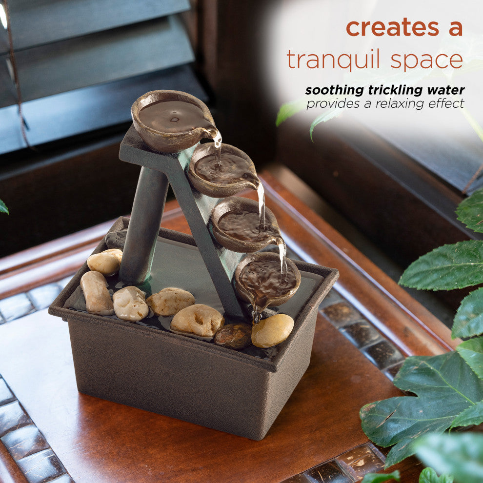 Alpine 4-Tier Step Tabletop Fountain, 8" Tall