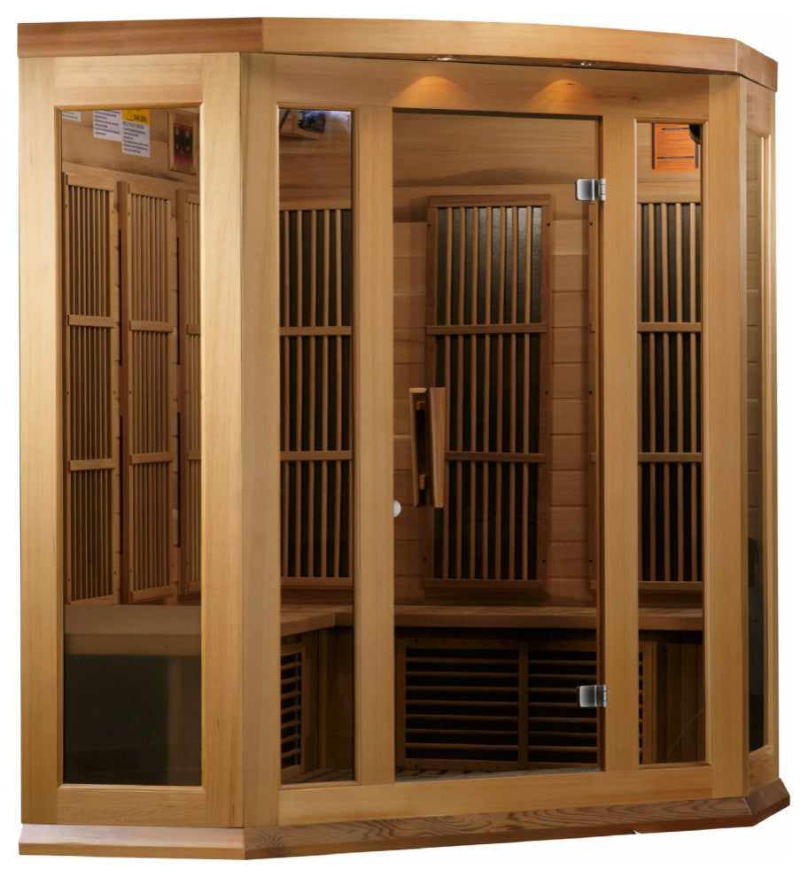 3-Person Corner Near Zero Emf (Under 2Mg) Far Infrared Sauna (Canadian Hemlock)