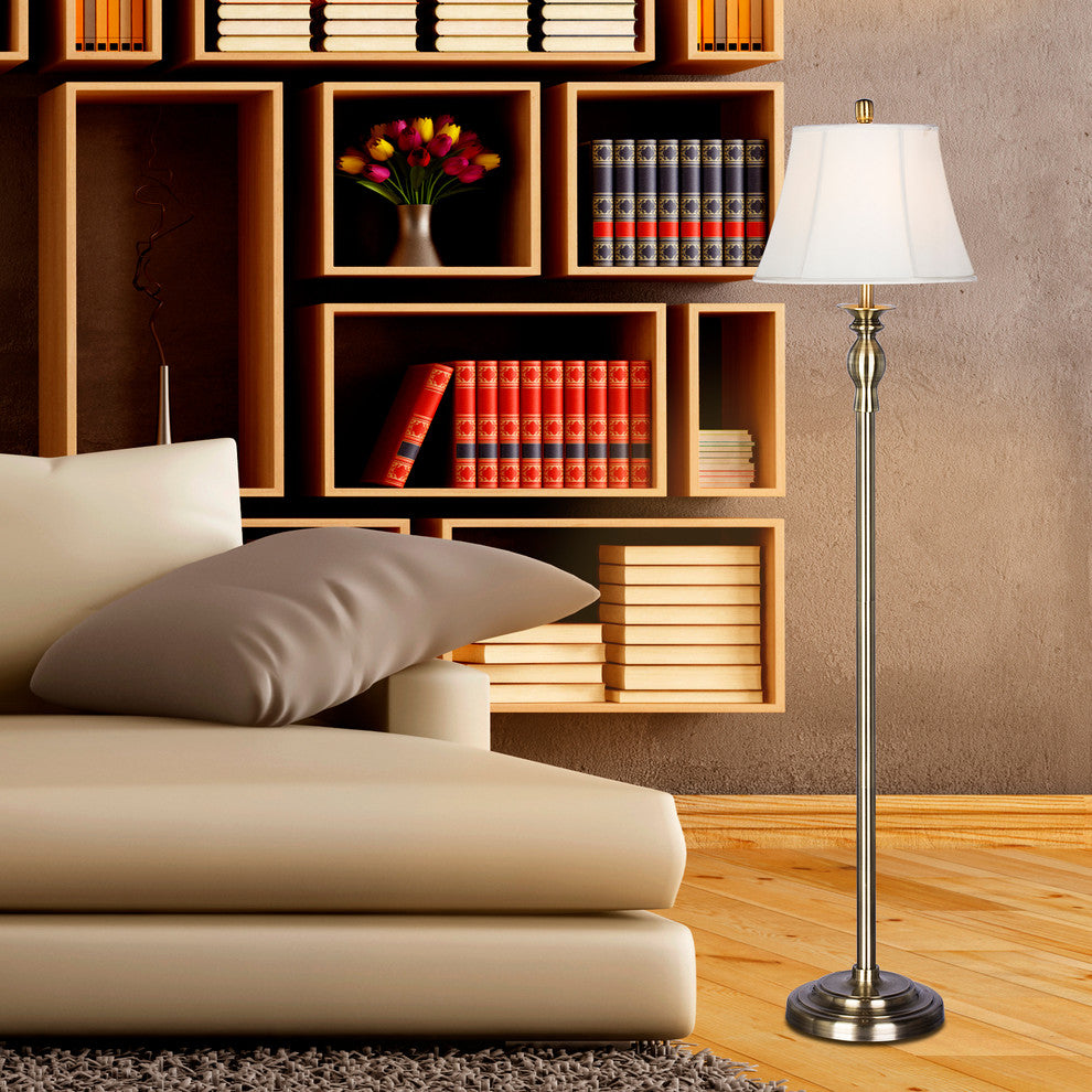 Antique Brass Metal Floor Lamp, 58.5"