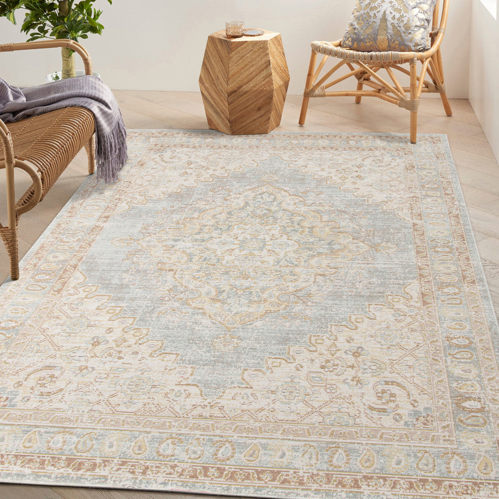 Century Leeds Area Rug, Blue, 9' x 13', Medallion