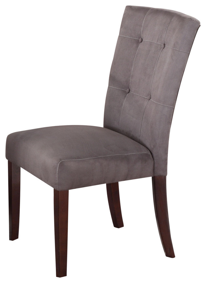 19" X 25" X 40" 2pc Gray Microfiber And Walnut Side Chair