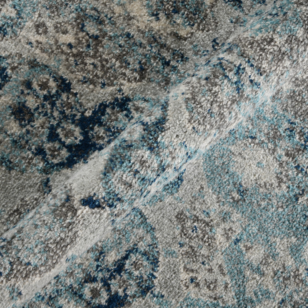 Alessana Loftus Gray Bordered Area Rug, 2'6"x10'3"