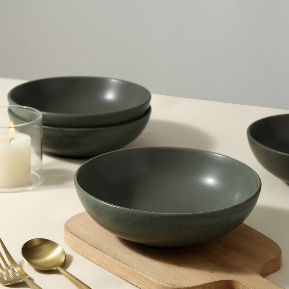 Stone Lain Grao Stoneware Dinnerware Set, Green, 16-Piece