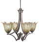 Zilo 4 Light Chandelier, Graphite Finish With 7" Vanilla Leaf Glass
