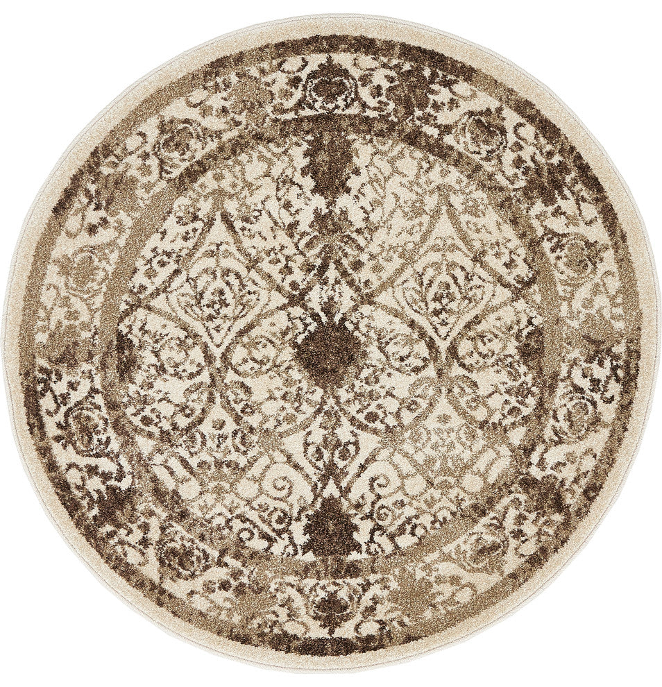 Unique Loom Beige La Jolla Traditional 3' 3 x 3' 3 Round Rug