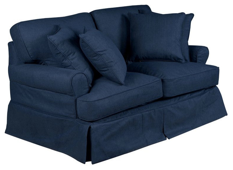 Sunset Trading Horizon 4-Piece Fabric Slipcovered Living Room Set in Navy