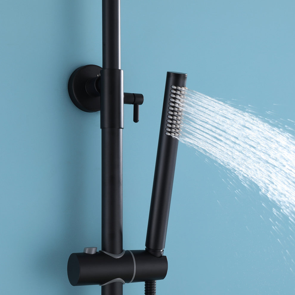 Exposed Shower System with Handheld Shower & Bathtub Spout, Matte Black