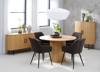 Mid-Century Modern Pedestal Dining Table, Natural Oak, Round