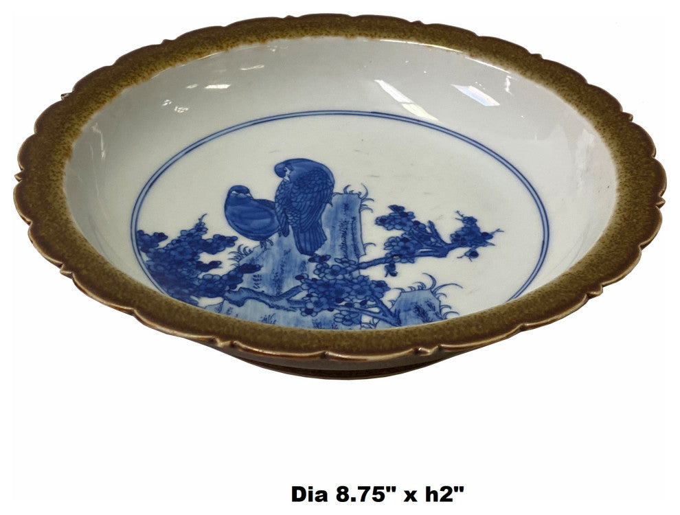 Chinese Blue White Flower Birds Theme Porcelain Charger Plate Hws1790