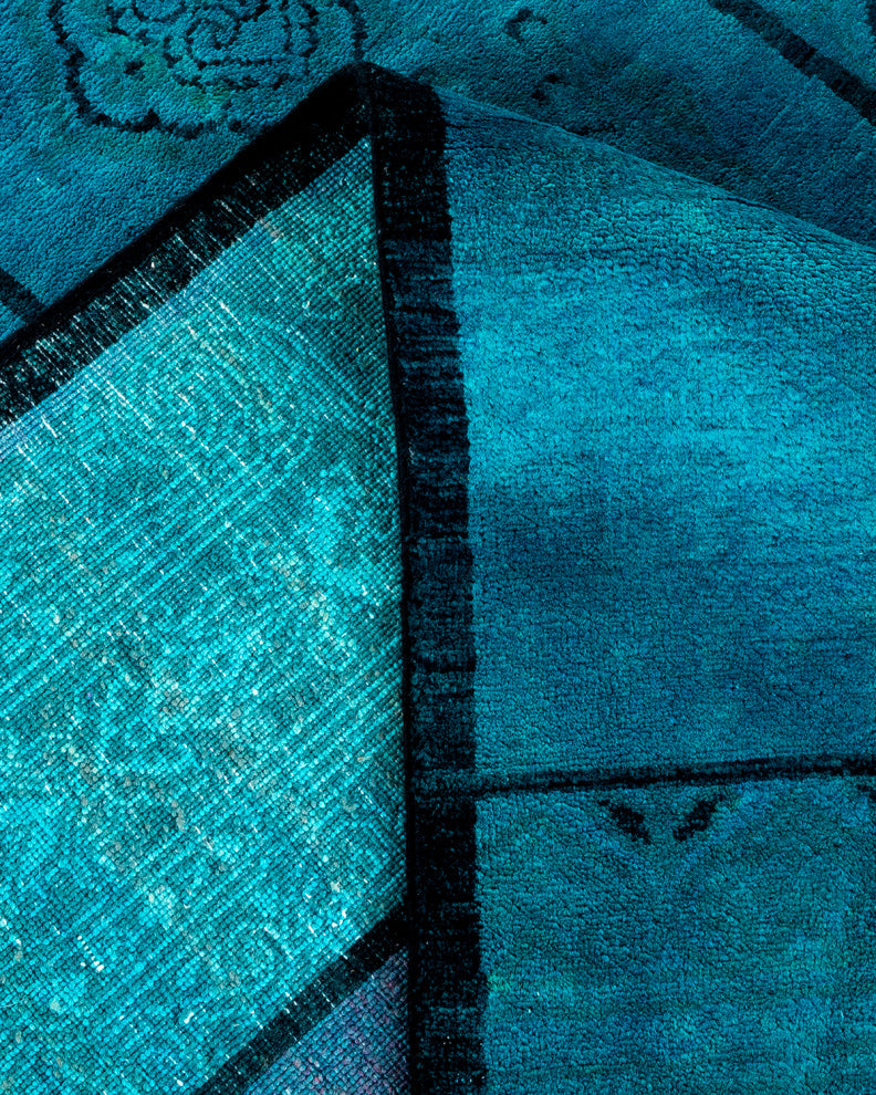 Fine Vibrance, One-of-a-Kind Hand-Knotted Area Rug Blue, 9' 2" x 11' 1"