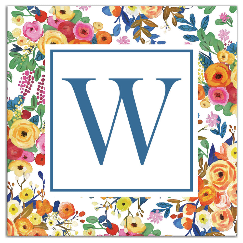 Wildflower Monogram - W 12x12 Canvas Wall Art