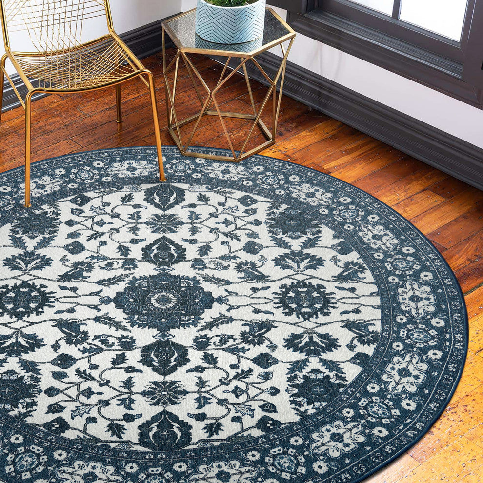 My Magic Carpet Washable Rug Ramage Blue, 6'x6'