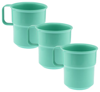 Break-Resistant Plastic Cup Mugs, 8Oz, Set of 3, Green