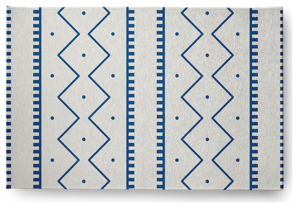 Mudcloth Spring Chenille Rug, Dark Cobalt Blue, 2'x3'