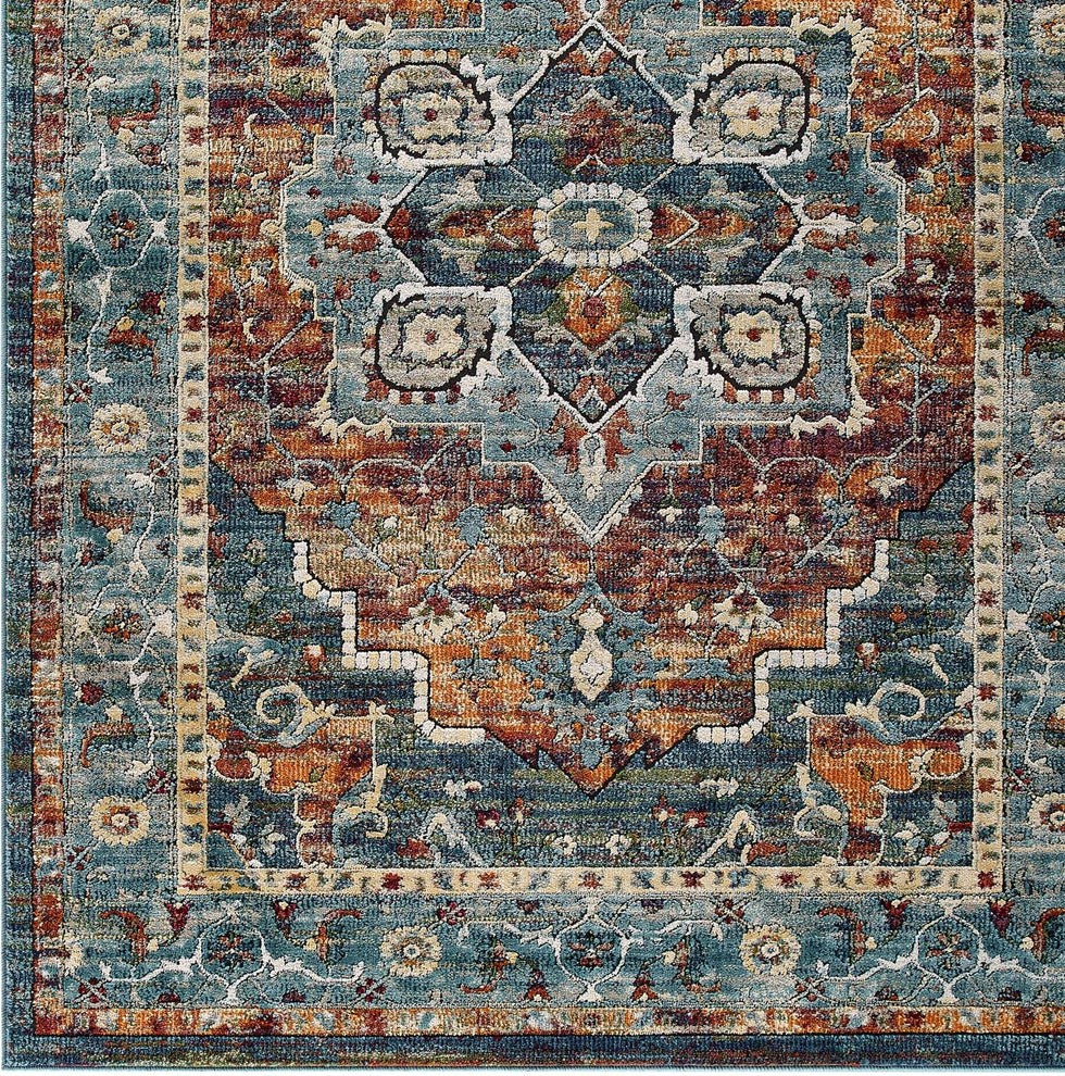 Tribute Diantha Distressed Vintage Floral Persian Medallion 8x10 Area Rug