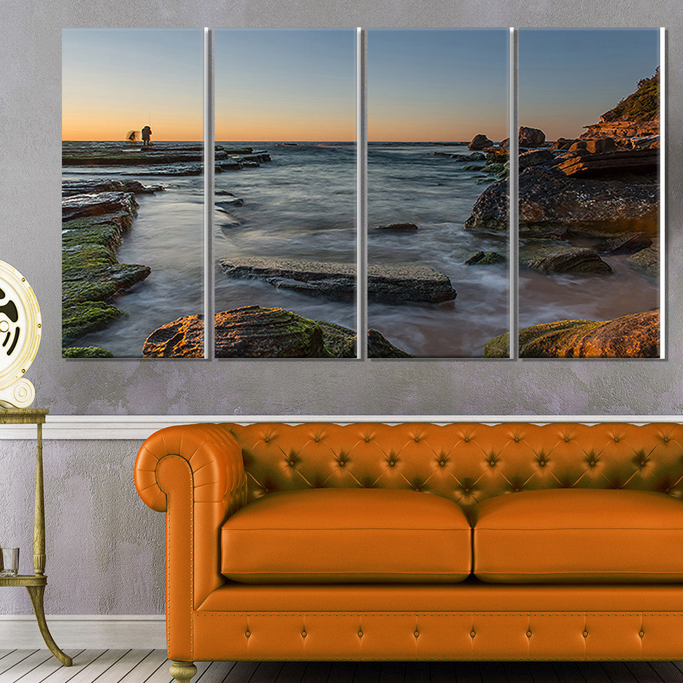 "Sydney Sunrise Over Seashore" Canvas Print, 4 Panels
