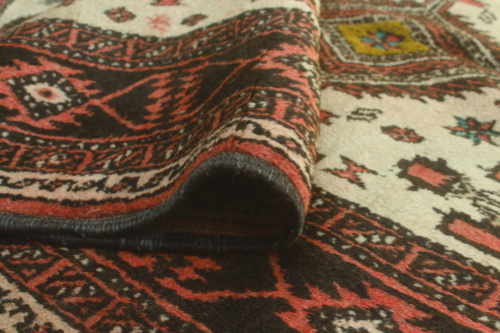Vintage Distressed Fabian Ivory/Charcoal Rug, 3'7x6'3