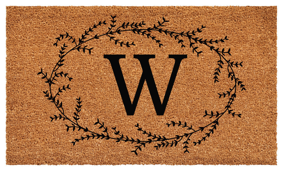 Calloway Mills Rustic Leaf Vine Monogrammed Doormat, 24"x36", Letter W