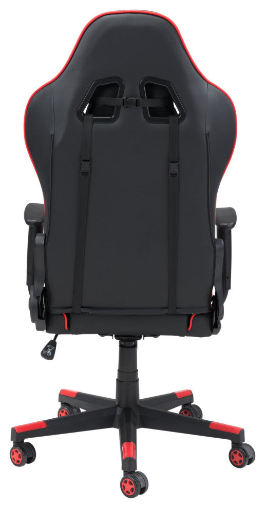 Computer Work Gaming Chair, Faux Vinyl Leather, Black, Red, Home Office