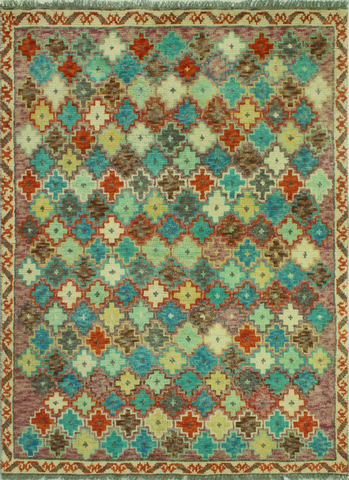 Balochi Khesraw Ivory/Purple Rug, 4'0 x 5'8