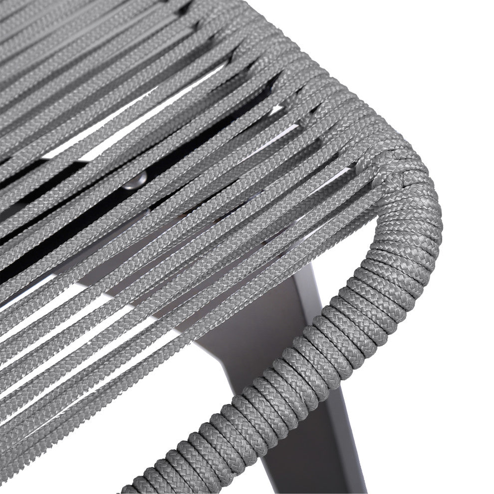 Glendora Island Outdoor Live Edge Dining Set Wood Silver Rope, 5-Piece Set