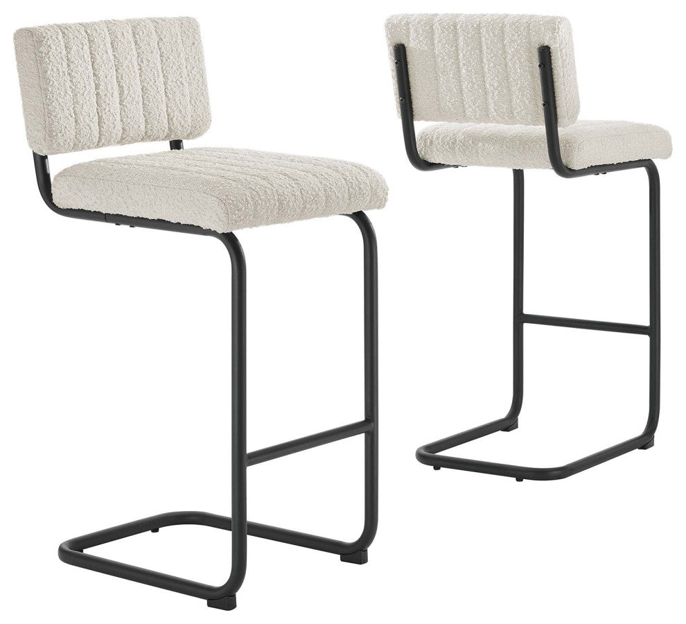 Parity Boucle Counter Stools, Set of 2, Black Ivory