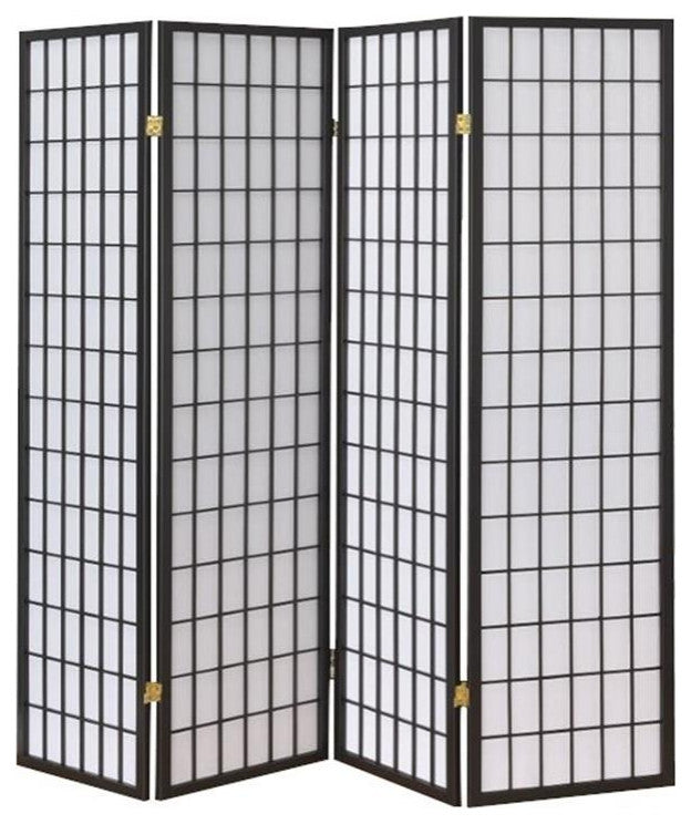 4 Panel Folding Floor Screen, Dark Gray and White