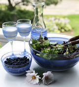 Retro Stripe Blue Wine Glasses, Set of 2