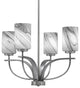 Cavella 4-Light Chandelier, Graphite, 4" Onyx Swirl Glass
