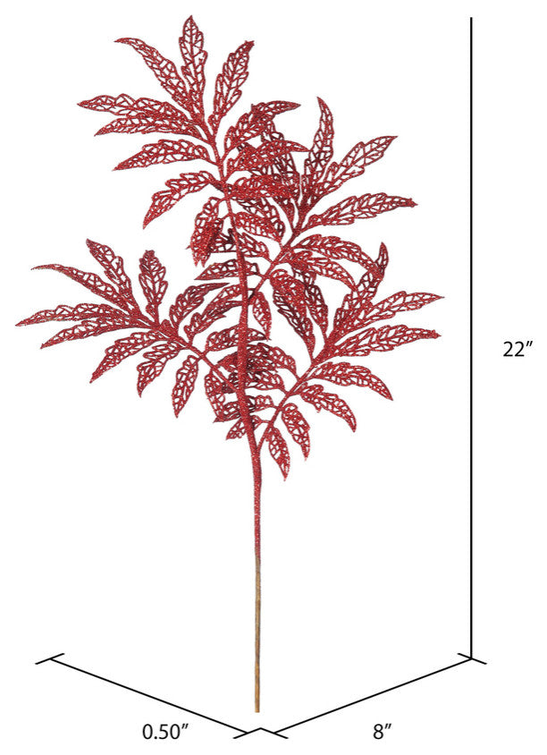 Vickerman 22" Blue Glitter Sumac Spray, Set of 6, Red