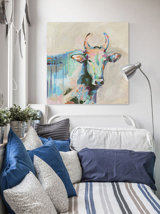 "Mystical Bull" Painting Print on Wrapped Canvas, 24"x24"