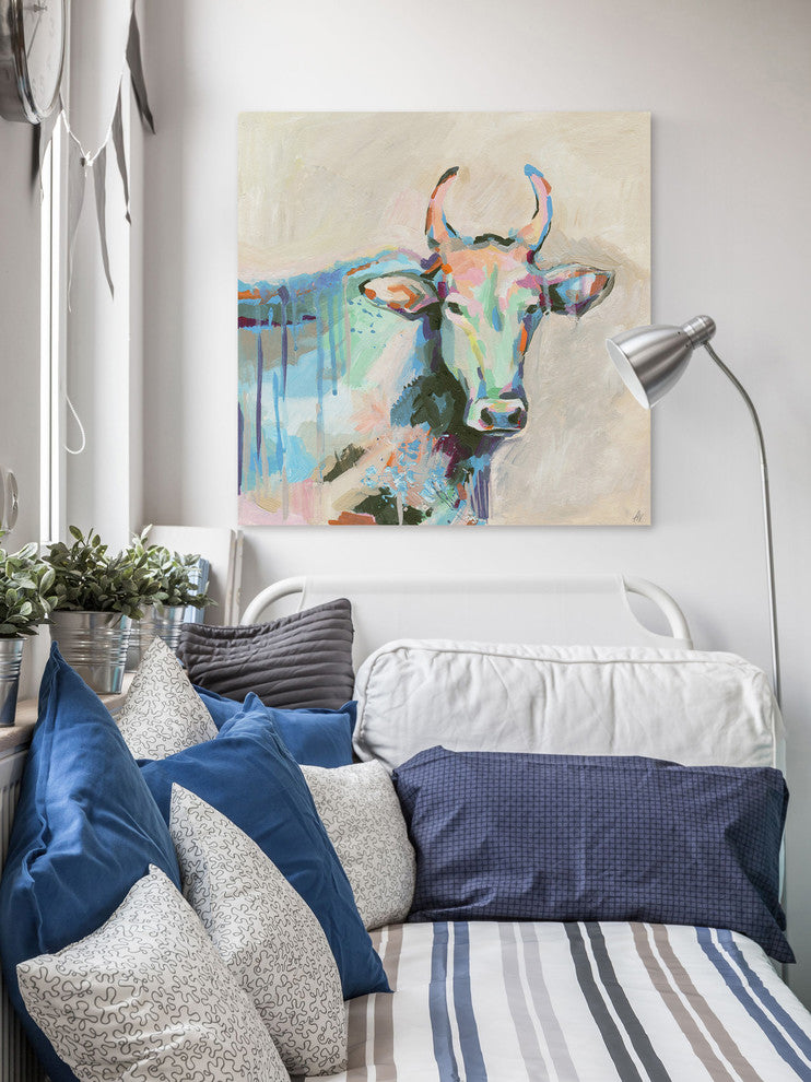 "Mystical Bull" Painting Print on Wrapped Canvas, 24"x24"