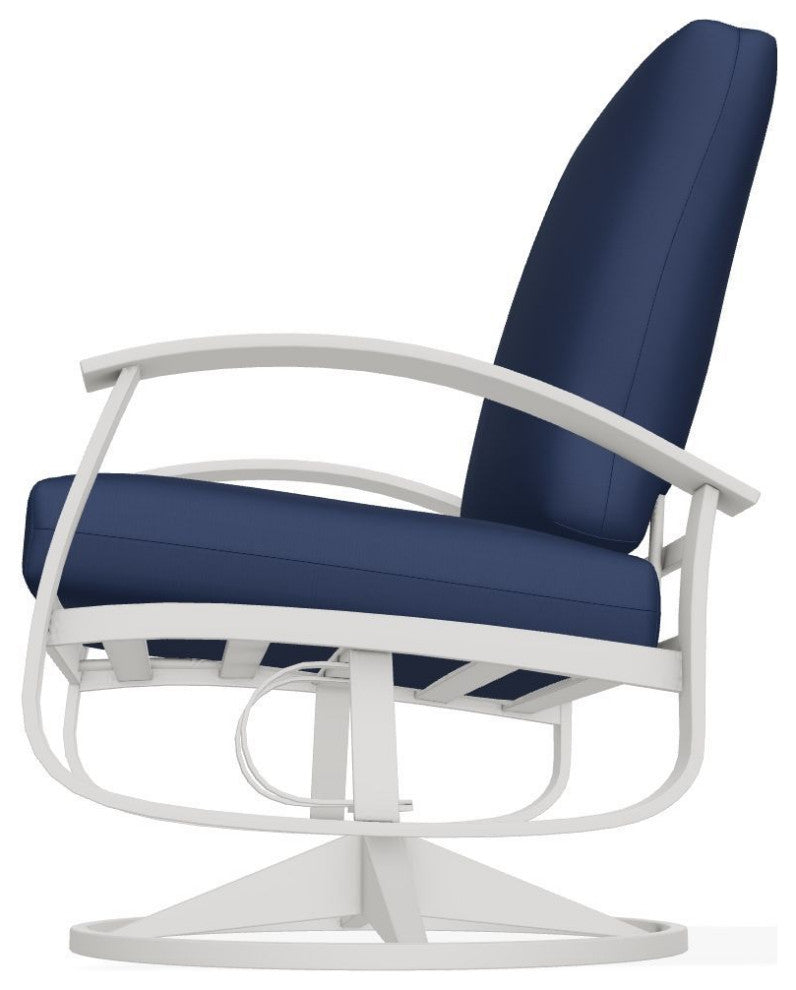 Belle Isle Cushion Outdoor Swivel Rocker, Navy/Snow