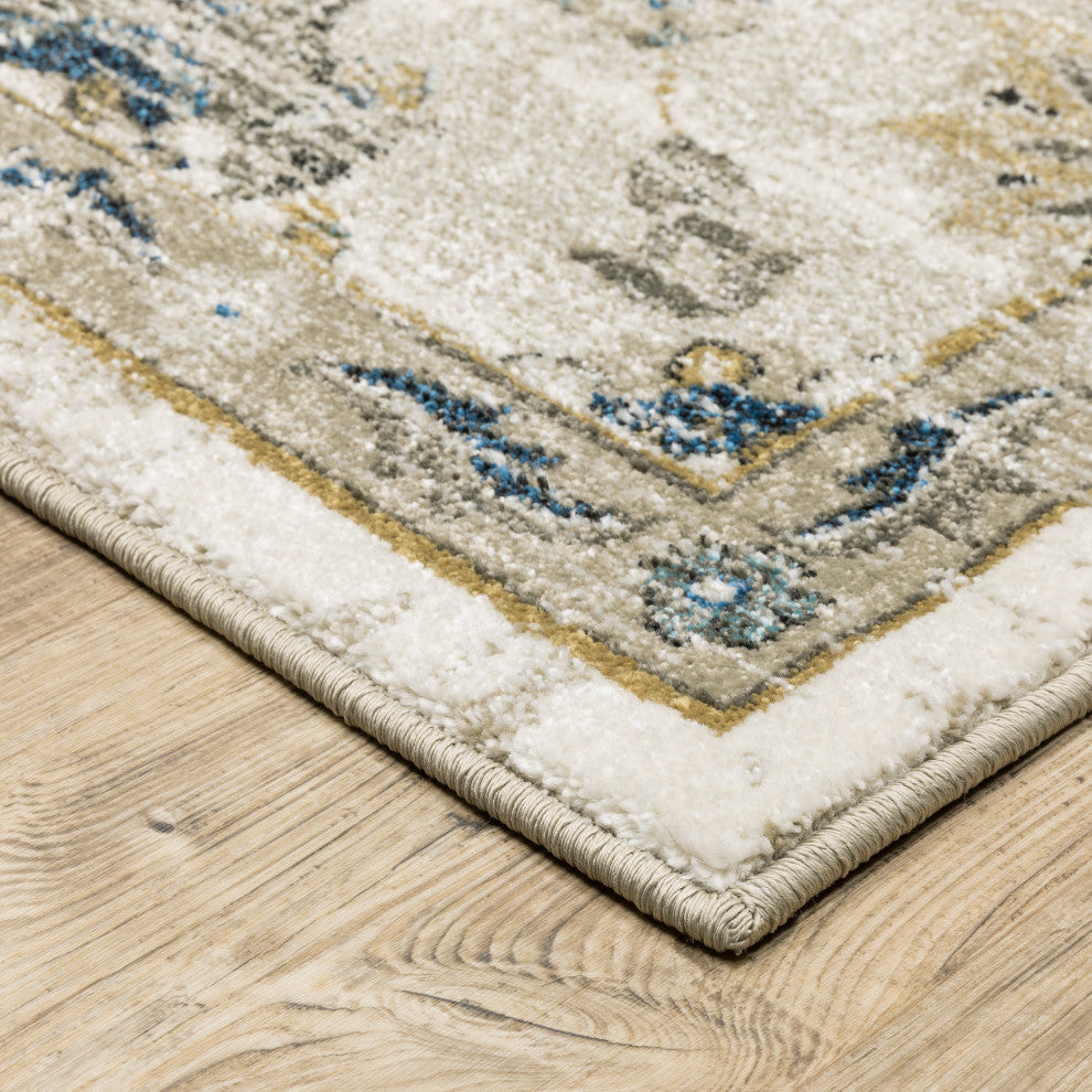 Vander Traditional Oriental Power-Loomed Area Rug, Beige/Gold, 5'3"x7'3"