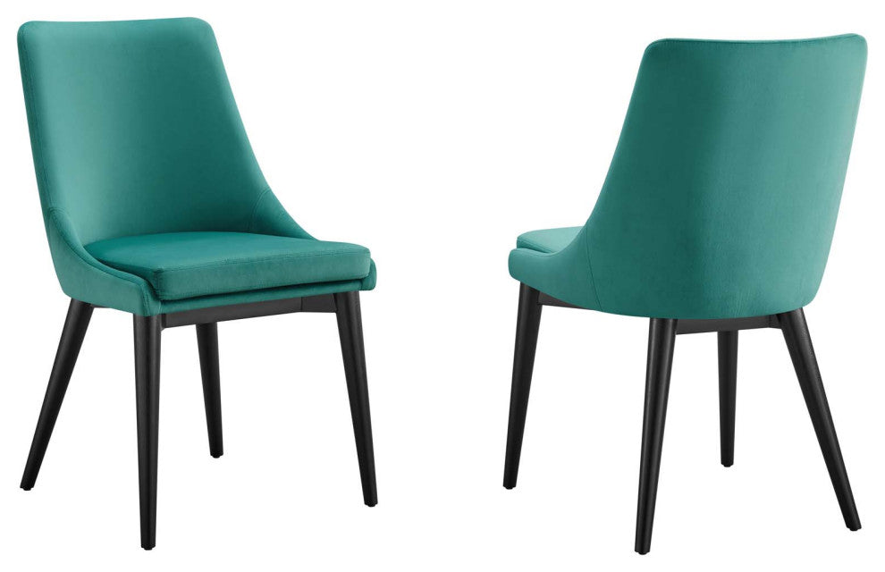 Viscount Accent Performance Velvet Dining Chairs, Set of 2, Teal