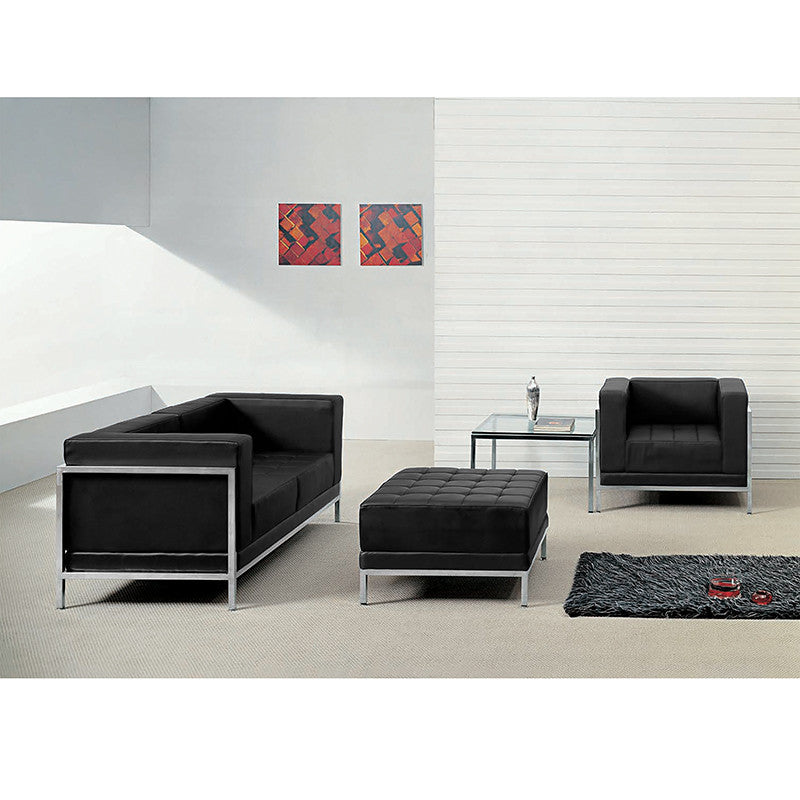 Imagination Series Black LeatherSoft Loveseat, Chair & Ottoman Set