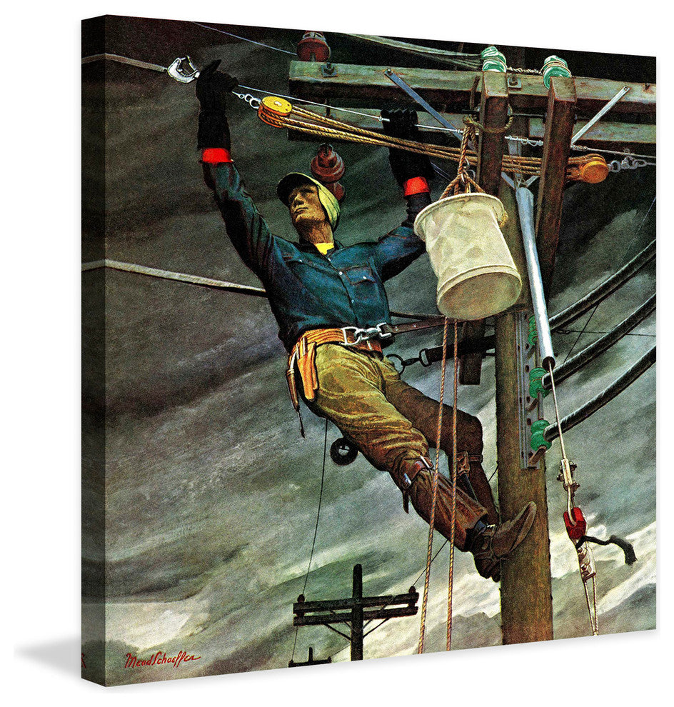 "Telephone Lineman" Painting Print on Canvas by Mead Schaeffer