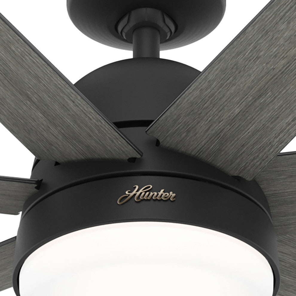 Hunter 70" WiFi Phenomenon Matte Black Ceiling Fan With LED Light, Wall Control